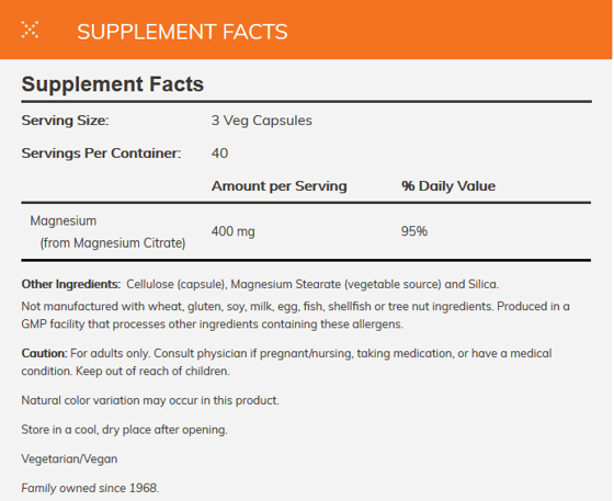 NowFoods Magnesium Citrate 400mg 120 caps