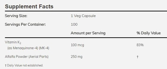 NowFoods Vitamin K-2 100 mcg 100 caps
